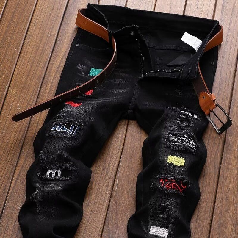 Streetwear Brand Denim - Koreańska marka streetwearowa, podarte jeansy, letnie