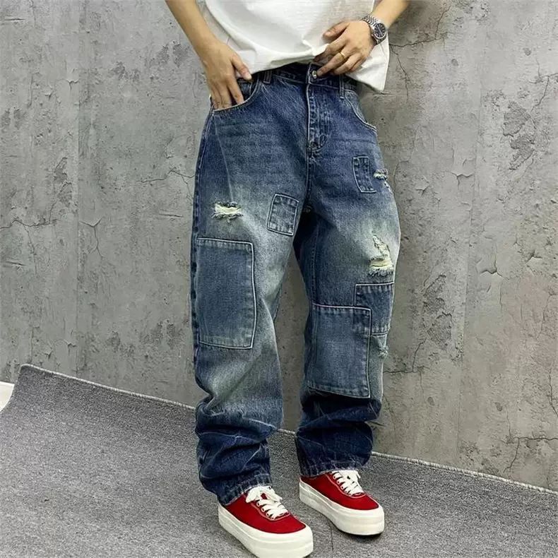 Streetwear Brand Denim - Męskie jeansy cargo w stylu streetwear,