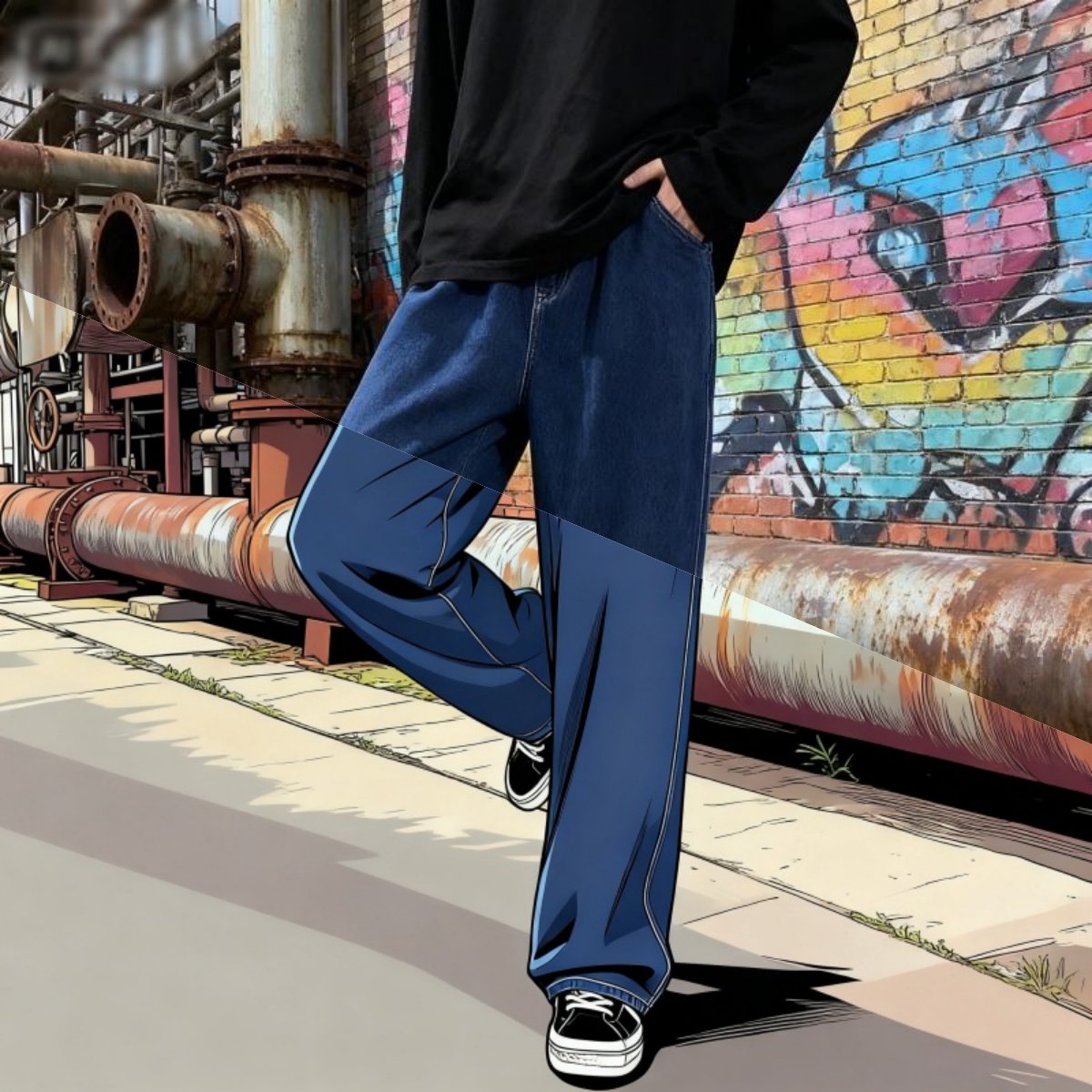 Streetwear Brand Denim - Męskie jeansy w stylu koreańskim streetwear,
